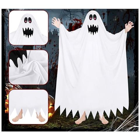 Costume Da Fantasma Di Halloween Per Bambini Bianco Taglia L 125-140cm - Foto 2