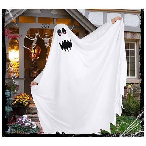 Costume Da Fantasma Di Halloween Per Bambini Bianco Taglia L 125-140cm - Foto 4