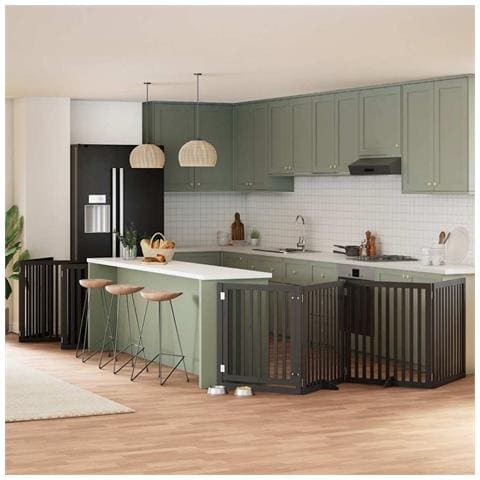 Cancello Cani Porta Pieghevole Nero 10 Pannelli 800 cm Pioppo - Foto 2