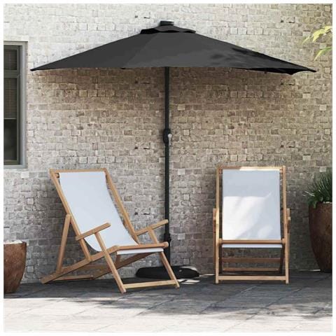 Ombrello da giardino Nero 294 x 150 x 223 cm Tessuto - Foto 2