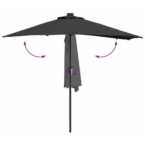 Ombrello da giardino Nero 294 x 150 x 223 cm Tessuto - Foto 9