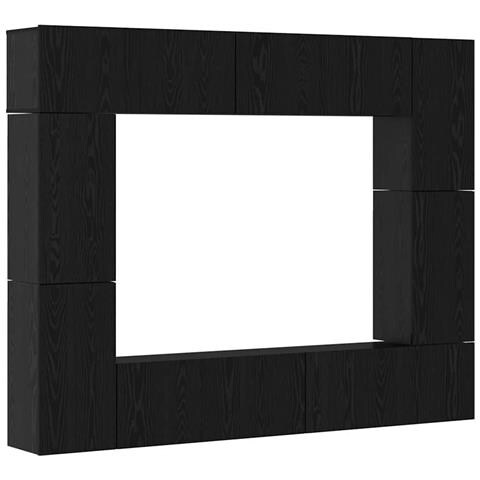 Set mobile TV 8 pcs Rovere nero 80 x 30 x 30 cm - Foto 1