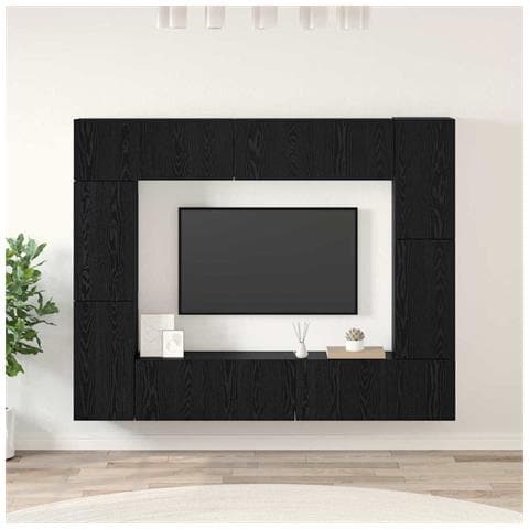 Set mobile TV 8 pcs Rovere nero 80 x 30 x 30 cm - Foto 2
