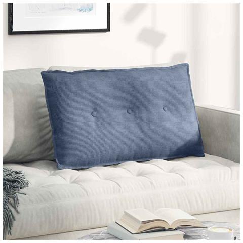 Cuscino per Schiena Blu 80 x 50 cm Tessuto in Cords - Foto 2