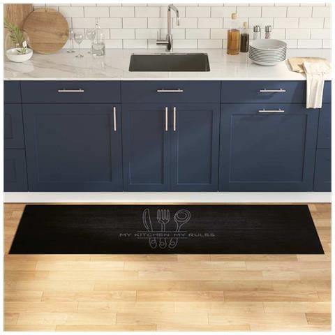 Tappeto da Cucina Nero 180 x 60 cm Velluto - Foto 2