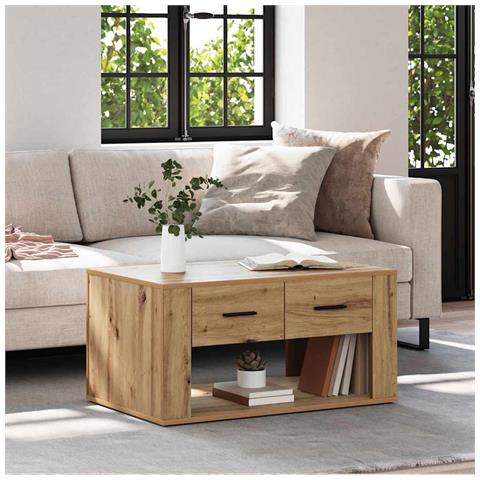 Tavolino da salotto Rovere artigianale 80 x 50 x 40 cm - Foto 2