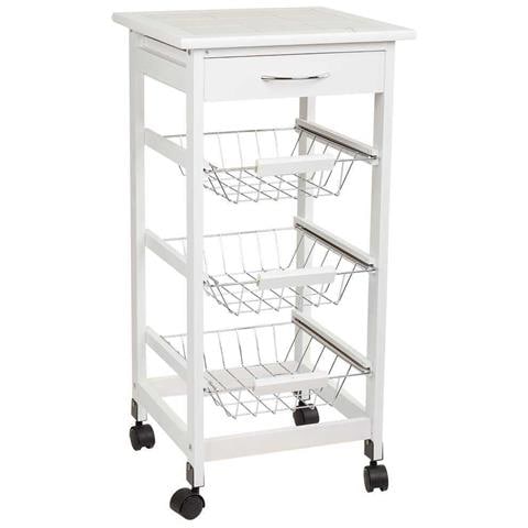Carrello In Legno 37x37x76 Cm Bianco - Foto 1