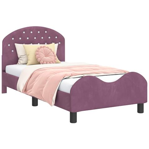 Struttura letto bambini con testata Viola 80 x 160 cm Velluto - Foto 1