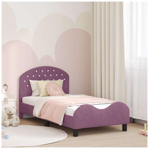 Struttura letto bambini con testata Viola 80 x 160 cm Velluto - Foto 2