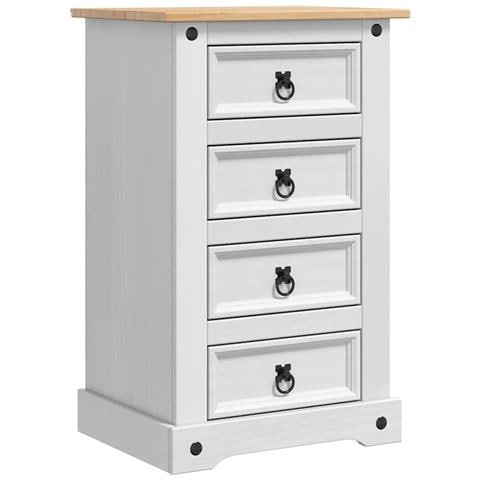 Comodino Corona Bianco 53 x 39 x 84 cm Pino massello - Foto 1