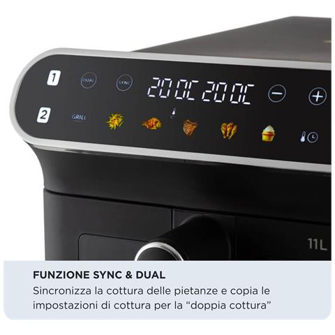 4640 Air Fryer Vertical DUO, Friggitrice ad aria doppia verticale, 2460W, 11L, Due cestelli, Sync e Dual, 6 programmi, Funzione Grill, Fino a 200°C - Foto 10