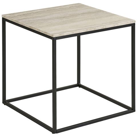 Tavolino Vita Effetto Travertino Con Struttura In Acciaio Nero 45x45 Cm - Foto 1
