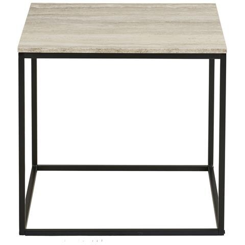 Tavolino Vita Effetto Travertino Con Struttura In Acciaio Nero 45x45 Cm - Foto 2