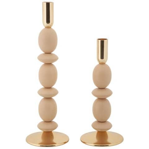 Portacandele Shuttle Rosa E Oro Set 2 Pezzi Ø10x25 E Ø10x33,5 Cm - Foto 1