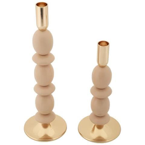 Portacandele Shuttle Rosa E Oro Set 2 Pezzi Ø10x25 E Ø10x33,5 Cm - Foto 2