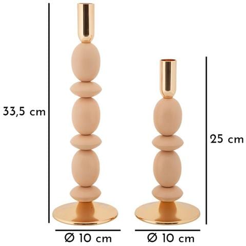 Portacandele Shuttle Rosa E Oro Set 2 Pezzi Ø10x25 E Ø10x33,5 Cm - Foto 5