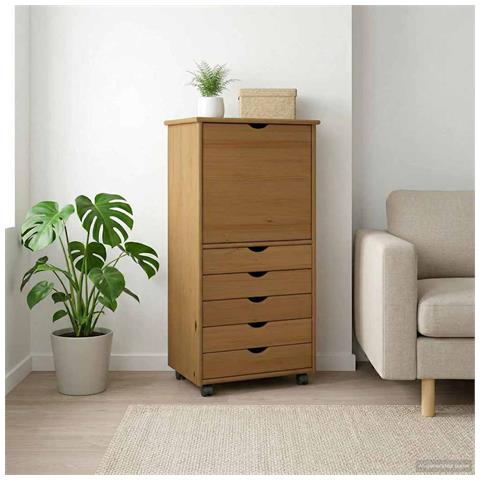Mobile con Ruote con ruota Marrone miele 53 x 39 x 103 cm - Foto 2