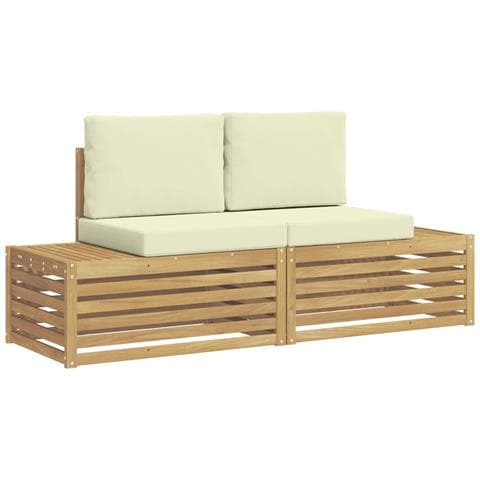 Set di divani da esterno Bianco 182,5 x 63 x 73 cm Poliestere - Foto 1