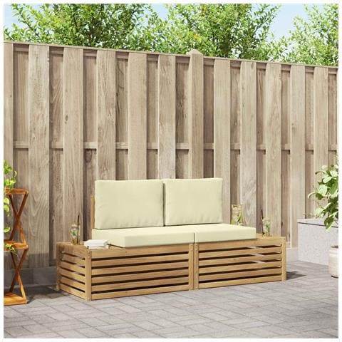 Set di divani da esterno Bianco 182,5 x 63 x 73 cm Poliestere - Foto 2