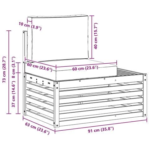 Set di divani da esterno Bianco 182,5 x 63 x 73 cm Poliestere - Foto 7