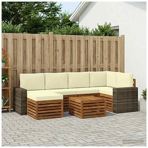 Set divano sezionale con cuscino 7 pcs Naturale e Crema - Foto 2