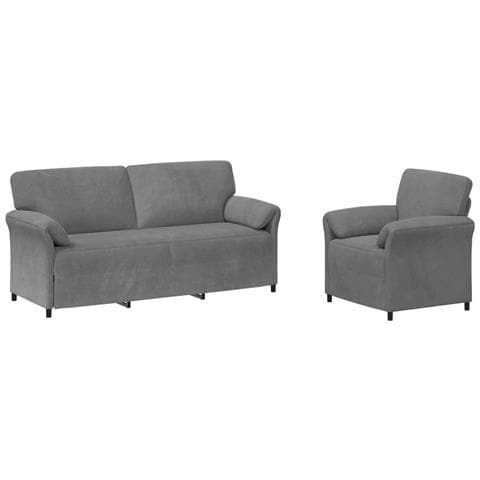 Set di divani 2 pz Grigio Scuro Velluto - Foto 1
