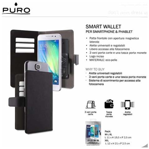 Custodia PU Univ Large con Aggancio Scorrevole Regolabile+1Tasca Banconote+3Vani Carta Blu - Foto 2