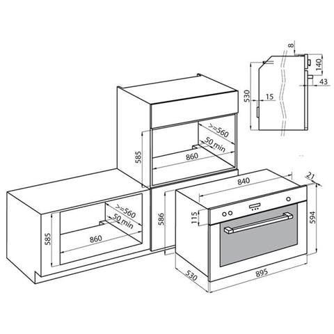 Forno Elettrico da Incasso KE 90 7193047 Capacità 91 L Multifunzione Ventilato Colore Inox - Foto 4
