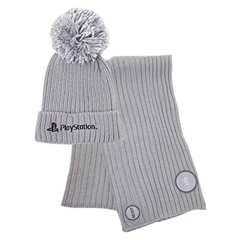Playstation Logo Bobble Costine Beanie & Gift Set Sciarpa Sciarpa, Cappello E Guanti, Grigio Grigio, Taglia Unica Unisex-adulto - Foto 1