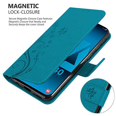 Custodia Compatibile Con Samsung Galaxy A40 / A40s In Blu Fiore - Coperchio Protettivo In Design Floreale Con Chiusura Magnetica, Funzione Stand E Slot Per Carte - Foto 2