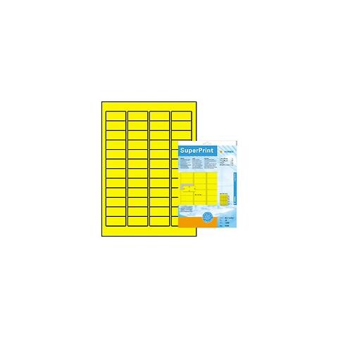 Labels yellow 45,7x21,2 SuperPrint 1200 pcs. , Giallo, Labels / pack - 1200 pcs. Sheets / pack - 25 pcs, 45, 7 x 21, 2 mm, A4 sheets, border on all sides - Foto 2