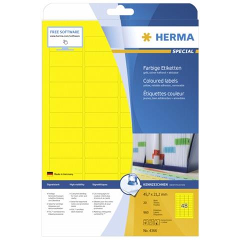Labels yellow 45,7x21,2 SuperPrint 1200 pcs. , Giallo, Labels / pack - 1200 pcs. Sheets / pack - 25 pcs, 45, 7 x 21, 2 mm, A4 sheets, border on all sides - Foto 1