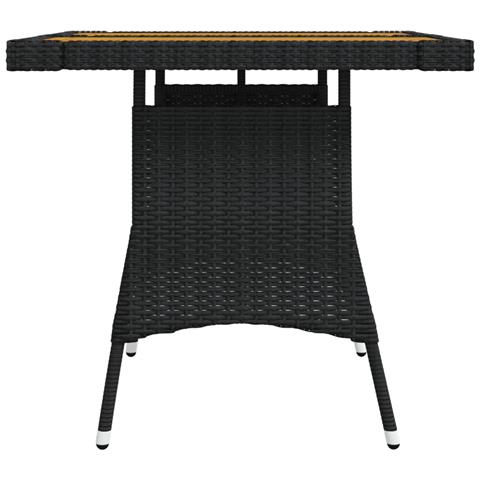 Tavolo Giardino Nero 70x70x72 Cm Polyrattan E Massello D'acacia - Foto 2