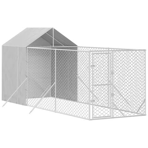 Cuccia Cani Da Esterno Tetto Argento 2x6x2,5 M Acciaio Zincato - Foto 3