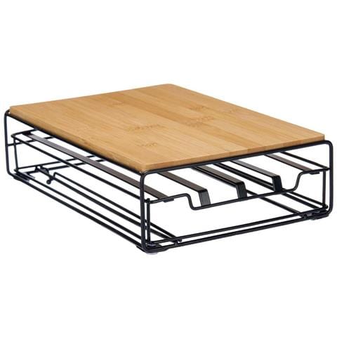 Contenitore Per Sistemare Le Capsule Di Caffè Nero Naturale Metallo Bambù 21 X 57 X 8,5 Cm - Foto 1