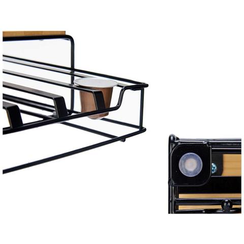 Contenitore Per Sistemare Le Capsule Di Caffè Nero Naturale Metallo Bambù 21 X 57 X 8,5 Cm - Foto 2