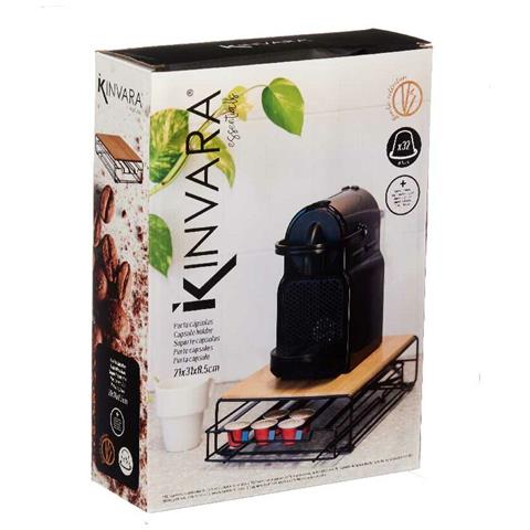 Contenitore Per Sistemare Le Capsule Di Caffè Nero Naturale Metallo Bambù 21 X 57 X 8,5 Cm - Foto 3