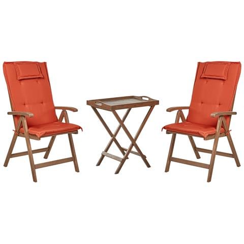 Set Bistrot Con Cuscini Pieghevole Amantea Legno D'acacia Rosso - Foto 7