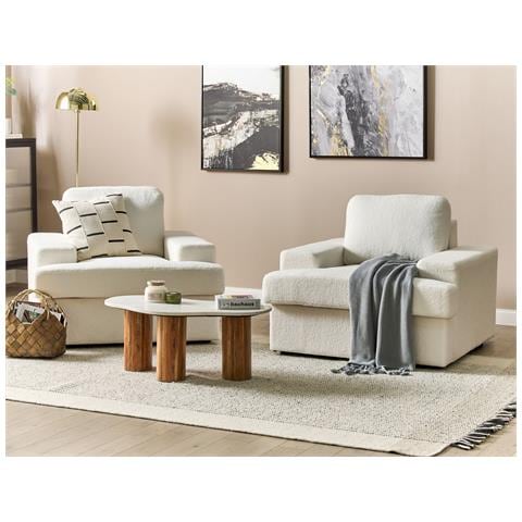 Set Di 2 Poltrone Bouclé Bianco Alla - Foto 1