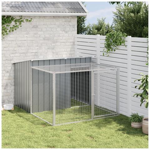 Casetta Cani Con Corsa Antracite 153x194x110 Cm Acciaio Zincato - Foto 2