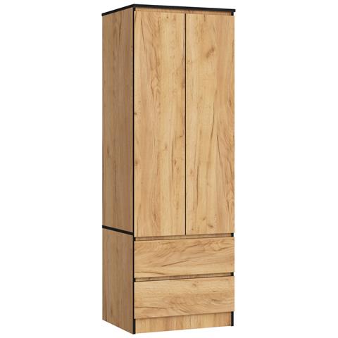 Armadio A 2 Ante Battenti E Cassetti S60, 60x51x180 cm, Colore Quercia Craft - Foto 1