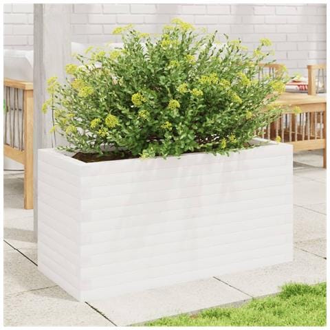 Fioriera Da Giardino Bianca 90x40x45,5cm Legno Massello Di Pino - Foto 3
