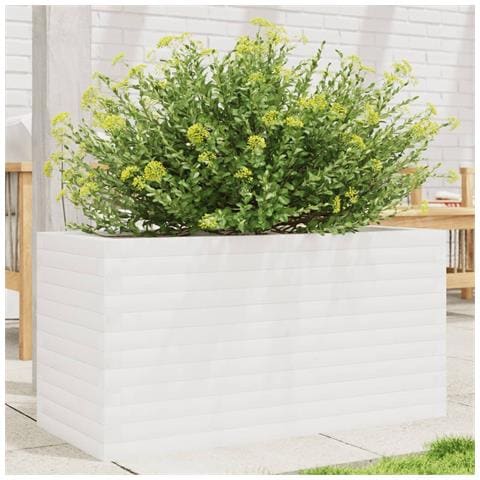 Fioriera Da Giardino Bianca 90x40x45,5cm Legno Massello Di Pino - Foto 1