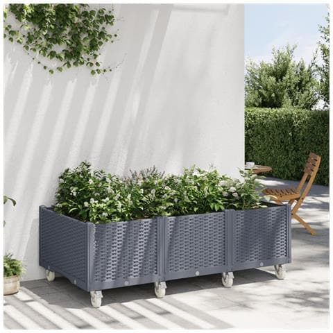 Fioriera Da Giardino Con Ruote Grigio Blu 150x80x54 Cm In Pp - Foto 1