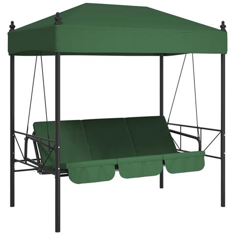 Panchina A Dondolo Da Giardino Baldacchino Verde In Acciaio - Foto 2