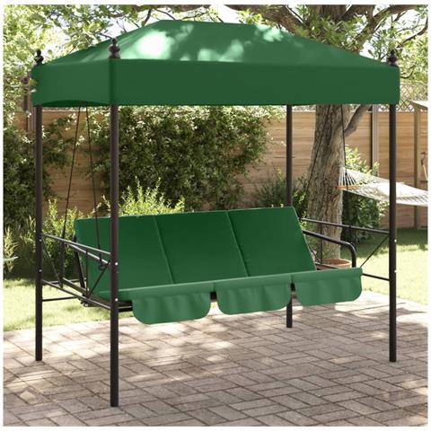 Panchina A Dondolo Da Giardino Baldacchino Verde In Acciaio - Foto 1