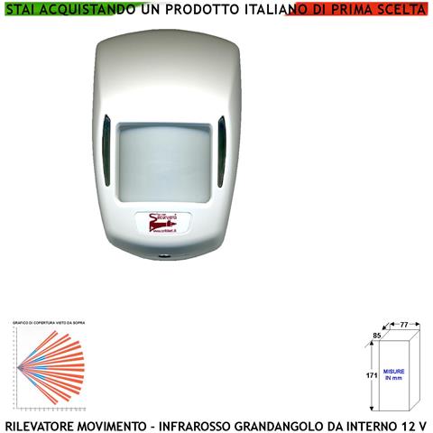 Infrarosso Rilevatore Di Movimento Grandangolo Per Allarme Portata 15 Mt Da Interno Rileva Intruso Entro 90 Gradi Alim - Foto 1