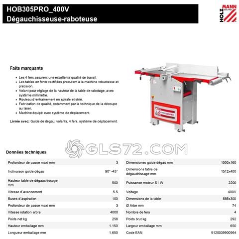 Pialla Piallatrice Filo Spessore Combinata Per Legno Holzmann Hob 305pro 400v - Foto 2