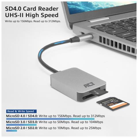 Act Ac7056 Lettore Di Schede Usb 3.2 Gen 1 (3.1 Gen 1) Type-c Grigio - Foto 2