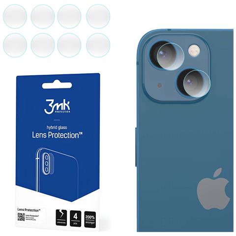4 Lotti Di Protezioni Per Obiettivo Fotocamera Per Iphone 13 Vetro Ibrido 6h, Trasparente - Foto 2